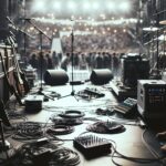 Backstage pass hanging on a lanyard at a concert