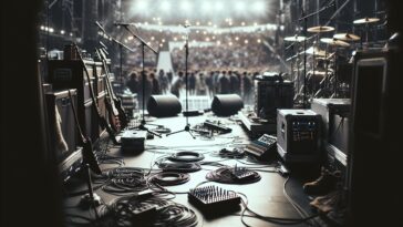 Backstage pass hanging on a lanyard at a concert