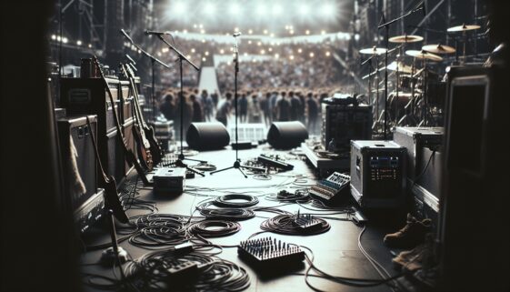 Backstage pass hanging on a lanyard at a concert