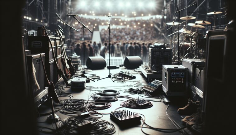 Backstage pass hanging on a lanyard at a concert