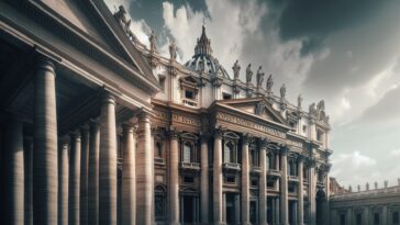 Black smoke rising from the Vatican during conclave