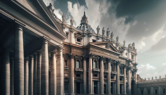 Black smoke rising from the Vatican during conclave