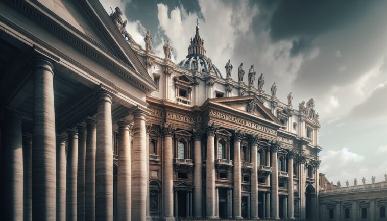 Black smoke rising from the Vatican during conclave