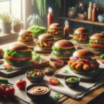Delicious chicken burger with fresh toppings and bun