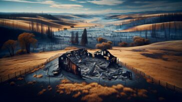Community members helping a family affected by wildfire