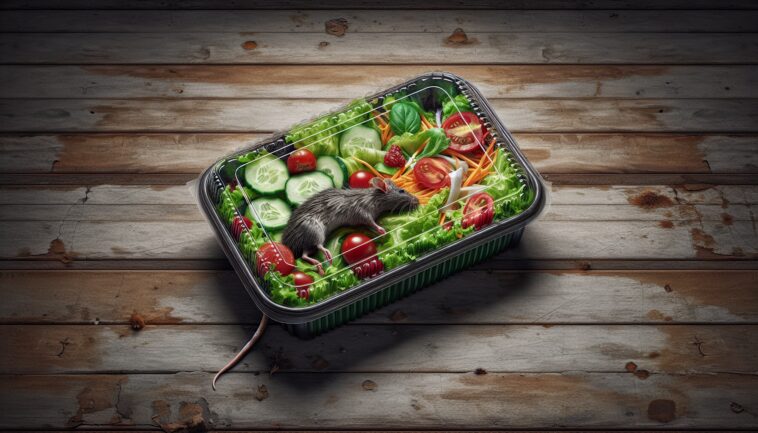 Dead rat discovered in a takeout salad container