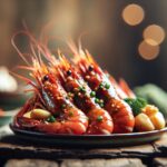 Spot prawns cooked with garlic and gochugaru seasoning
