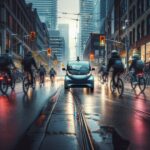 Autonomous delivery vehicle in Toronto streets