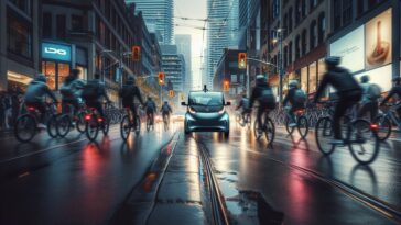 Autonomous delivery vehicle in Toronto streets