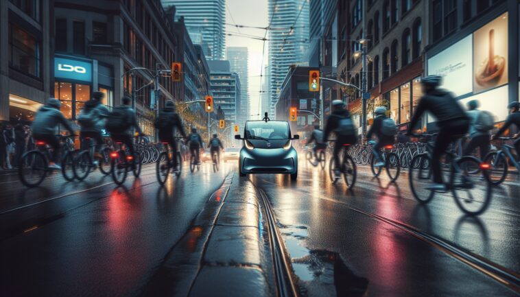 Autonomous delivery vehicle in Toronto streets