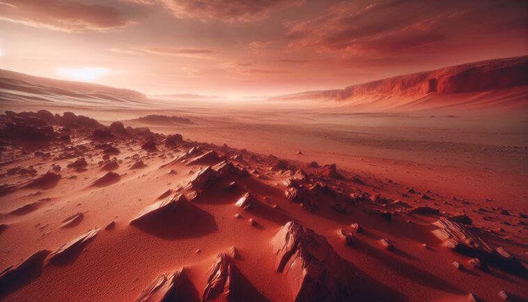 Concept art of a self-sustaining Mars colony