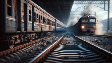 Police officers saving a driver from an oncoming train