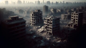 Scene depicting the humanitarian crisis in Gaza