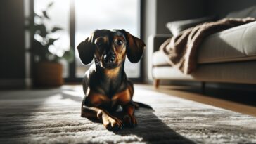 A stressed person with a worried dog by their side