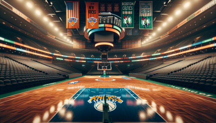 New York Knicks celebrate their lead against Boston Celtics
