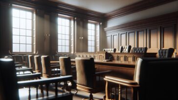 Emotional courtroom scene depicting love and jealousy