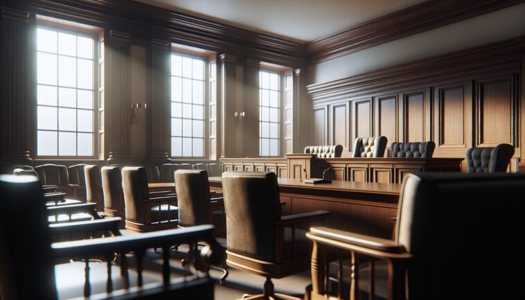 Emotional courtroom scene depicting love and jealousy
