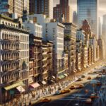 New York City skyline with traffic congestion