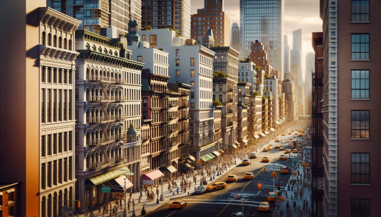 New York City skyline with traffic congestion