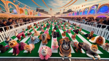 Stylish pets showcasing the latest fashion trends at the Pet Gala