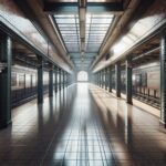 Security guard monitoring subway fare evaders in NYC