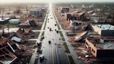 Devastation in Selmer after the tornado disaster