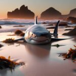 A stranded great white shark on an Australian beach