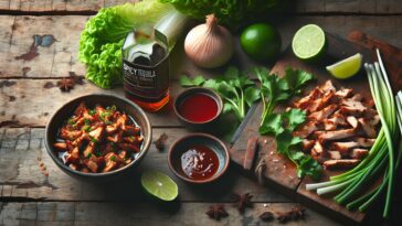 Delicious tequila-spiced pork in lettuce wraps