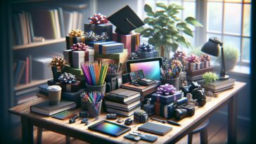 A variety of thoughtful graduation gifts displayed