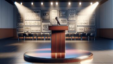 Trump discussing media and cultural issues in a debate