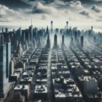 Air quality alert in New York City with skyline view
