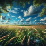 Sunny summer landscape in Canada with blue skies