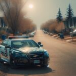 Police arresting a woman in Manitoba after a violent incident