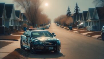 Police arresting a woman in Manitoba after a violent incident