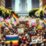 Manifestanti a Los Angeles contro le operazioni dell'ICE