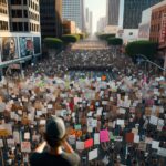 Manifestanti a Los Angeles protestano contro le retate ICE