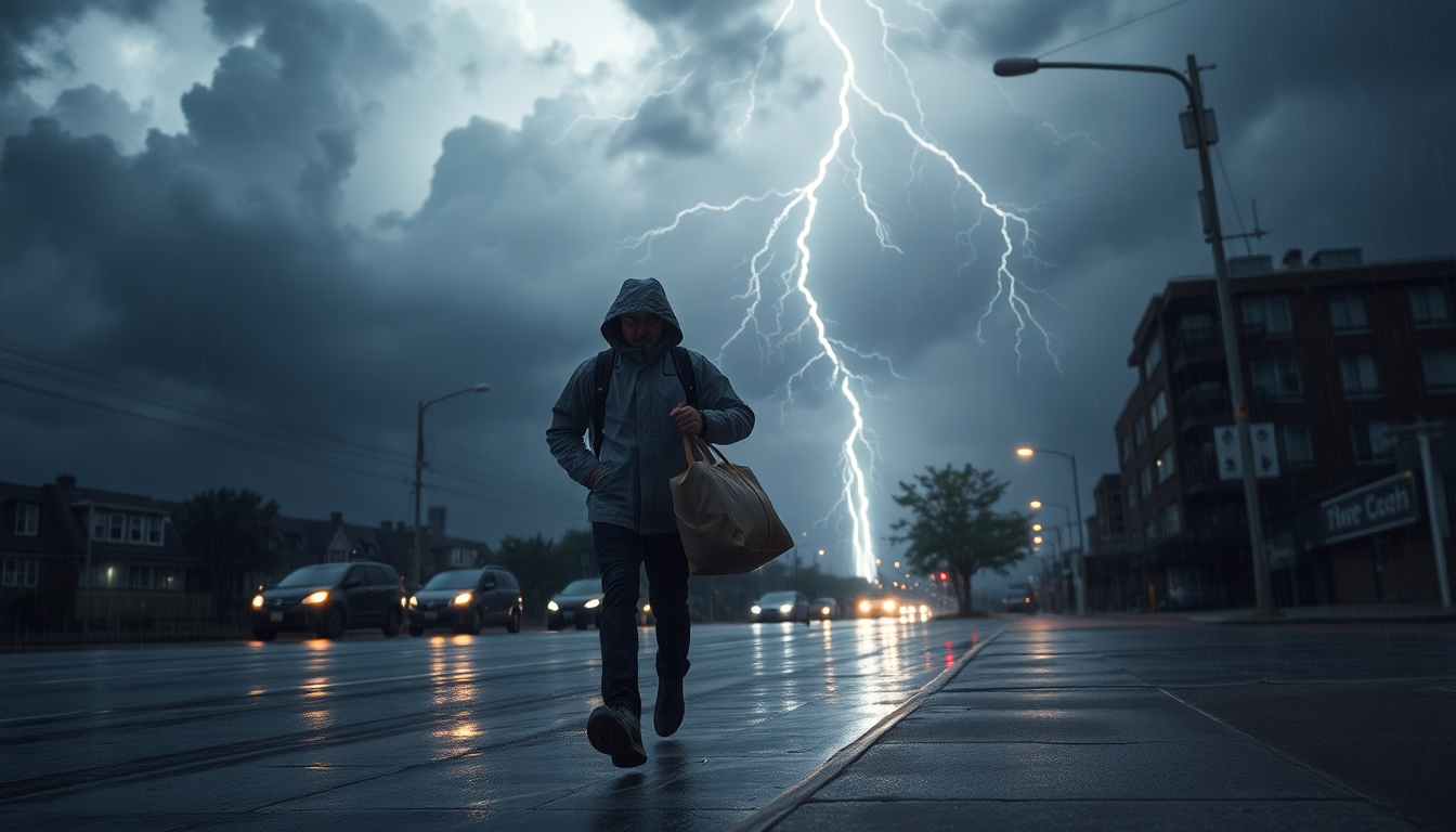 deliveryman narrowly escapes lightning strike during severe storm 1752814329